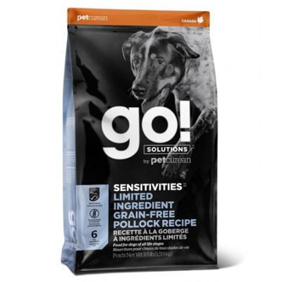 GO! SENSITIVITIES Limited Ingredient Grain Free Pollock Recipe DF Корм для щенков и собак с минтаем 2.72кг арт.37556