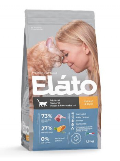 Elato (Элато) Adult Cat Neutered / Indoor & Low-Active Cat Сухой корм для для стерилиз/кастриров./малоподвижных кошек с курицей и уткой 1,5 кг арт.91075