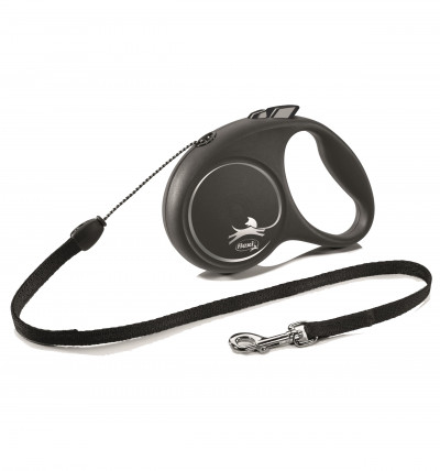 -flexi рулетка Black Design S (до 12 кг) 5 м трос черный/серебро арт.98033302