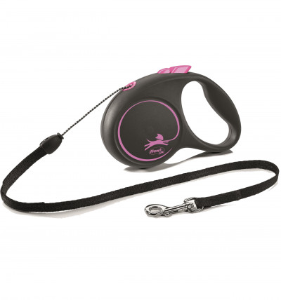-flexi рулетка Black Design S (до 12 кг) 5 м трос черный/розовый арт.98033319