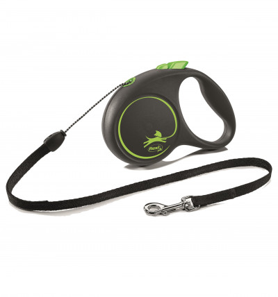 -flexi рулетка Black Design S (до 12 кг) 5 м трос черный/зеленый арт.98033326