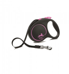 -flexi рулетка Black Design L (до 50 кг) 5 м лента черный/розовый арт.98034118