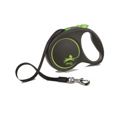-flexi рулетка Black Design L (до 50 кг) 5 м лента черный/зеленый арт.98034125