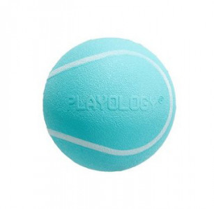 Playology жевательный мяч SQUEAKY CHEW BALL 6 см для собак мелких и средних пород с пищалкой и с ароматом арахиса, цвет голубой  арт: P3000840