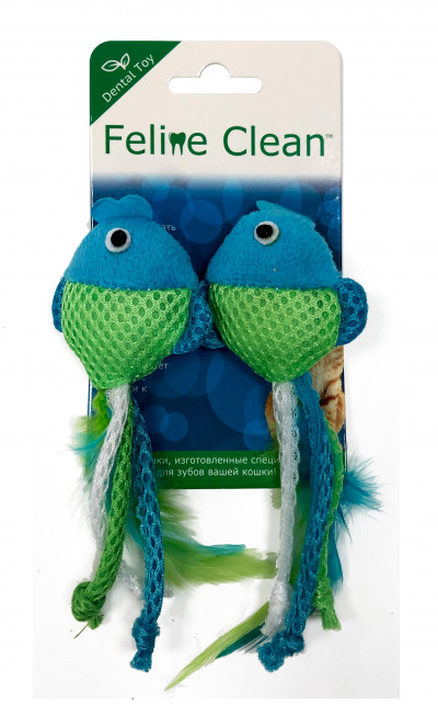 Feline Clean игрушка для кошек Dental Рыбки, ленты и перья (2 шт.) арт.WB23542