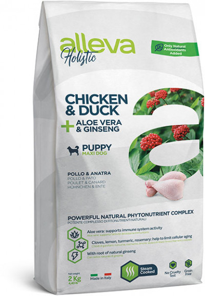 Alleva Holistic Puppy/Junior Chicken & Duck Maxi беззерновой сухой корм для щенков крупных пород с курицей и уткой 2 кг арт. P00225