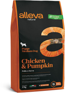 Alleva Natural Puppy Chicken & Pumkin Medium низкозерновой сухой корм  для щенков средних пород с курицей и тыквой 12 кг арт. P00213/12869