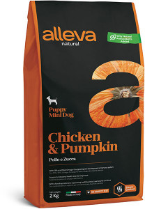 Alleva Natural Puppy Chicken & Pumkin Mini низкозерновой сухой корм  для щенков мелких пород с курицей и тыквой 2 кг арт. P00203/11593
