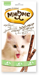 Мнямс лакомые палочки 13,5 см для кошек с уткой и кроликом 3х5 г