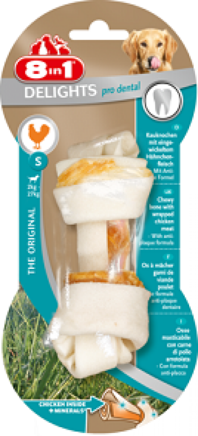 8in1 DENTAL DELIGHTS S косточка с куриным мясом для мелких и средних собак с минералами 11 см