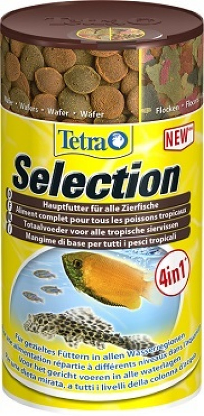 -TetraSelection корм для всех видов рыб "4 вида" хлопья/чипсы/гранулы 100 мл
