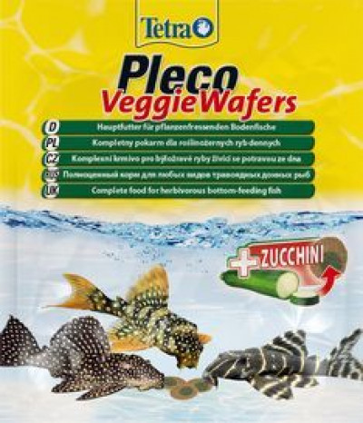 -TetraPleco Veggie Wafers корм-пластинки с добавлением цуккини для донных рыб 15 г