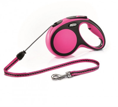 -flexi рулетка New Comfort М (до 20 кг) трос 5 м черный/розовый