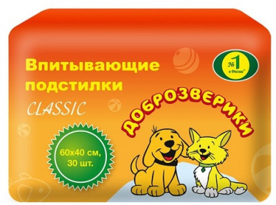 -Доброзверики подстилки для животных 60х40, 30 шт. "Classic"