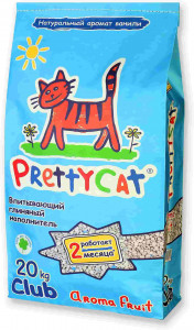 -PrettyCat наполнитель глиняный впитывающий с део-кристаллами "Aroma Fruit" 20 кг CLUB