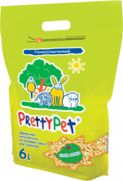 -PrettyCat наполнитель для грызунов и птиц ОСИНОВЫЙ 6 л/2 кг