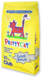 PrettyCat наполнитель комкующийся для кошачьих туалетов "Cупер белый" с ароматом лаванды 20 кг