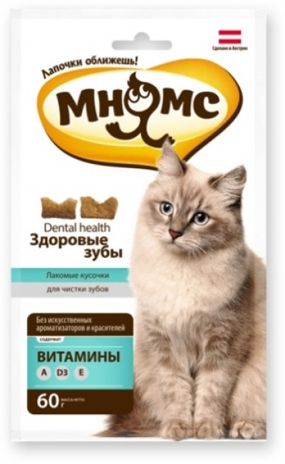 Мнямс хрустящие подушечки для кошек "Здоровые зубы" 60 г