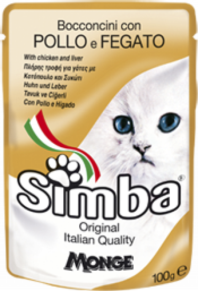 Simba Cat Pouch паучи для кошек курица с печенью 100г