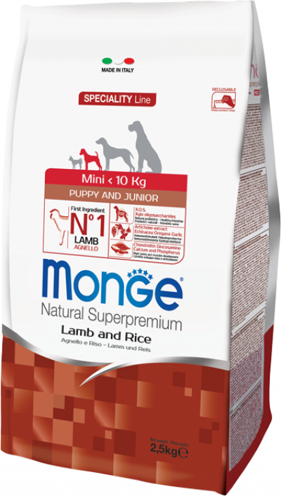 Monge Dog Monoprotein Mini корм для щенков мелких пород с ягненком и рисом 2,5 кг арт.70011525