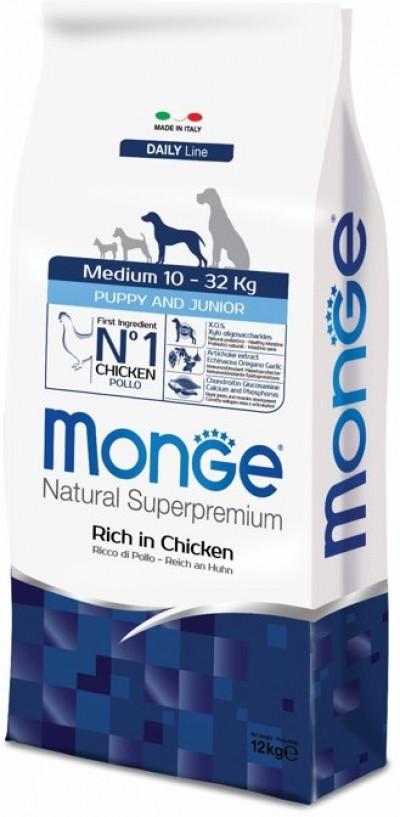 Monge Dog Medium корм для щенков средних пород с курицей 12 кг