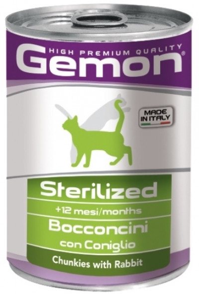 -Gemon Cat Sterilised консервы для стерилизованных кошек кусочки кролика 415г