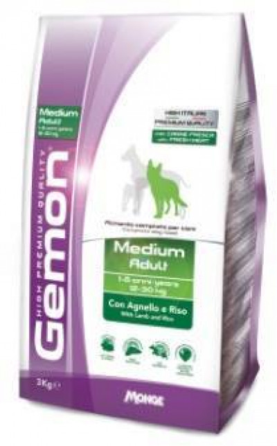 -Gemon Dog Medium корм для взрослых собак средних пород ягненок с рисом 3 кг