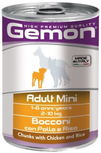 -Gemon Dog Mini консервы для собак мелких пород кусочки курицы с рисом 415г